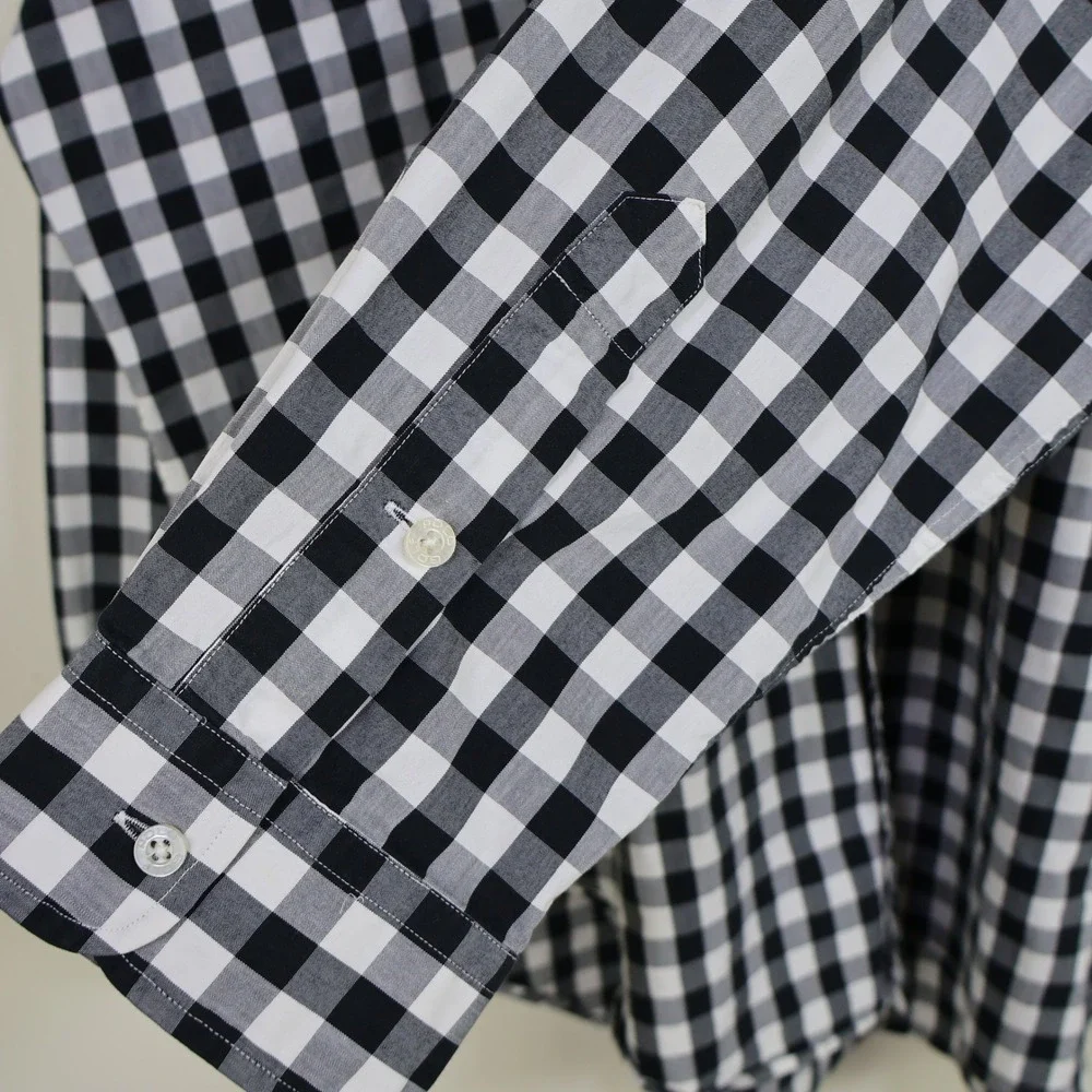 Vintage‎ Polo Golf Ralph Lauren Gingham Check Button Down XXL Preppy Black White